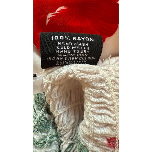 Aloha Fashion Hawaiian Smocked Halter Pixie Dress One Size White Red Floral - Picture 4 of 13